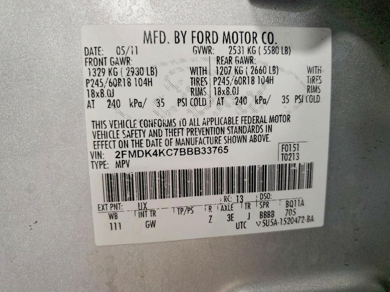 2011 FORD EDGE LIMITED photo 25
