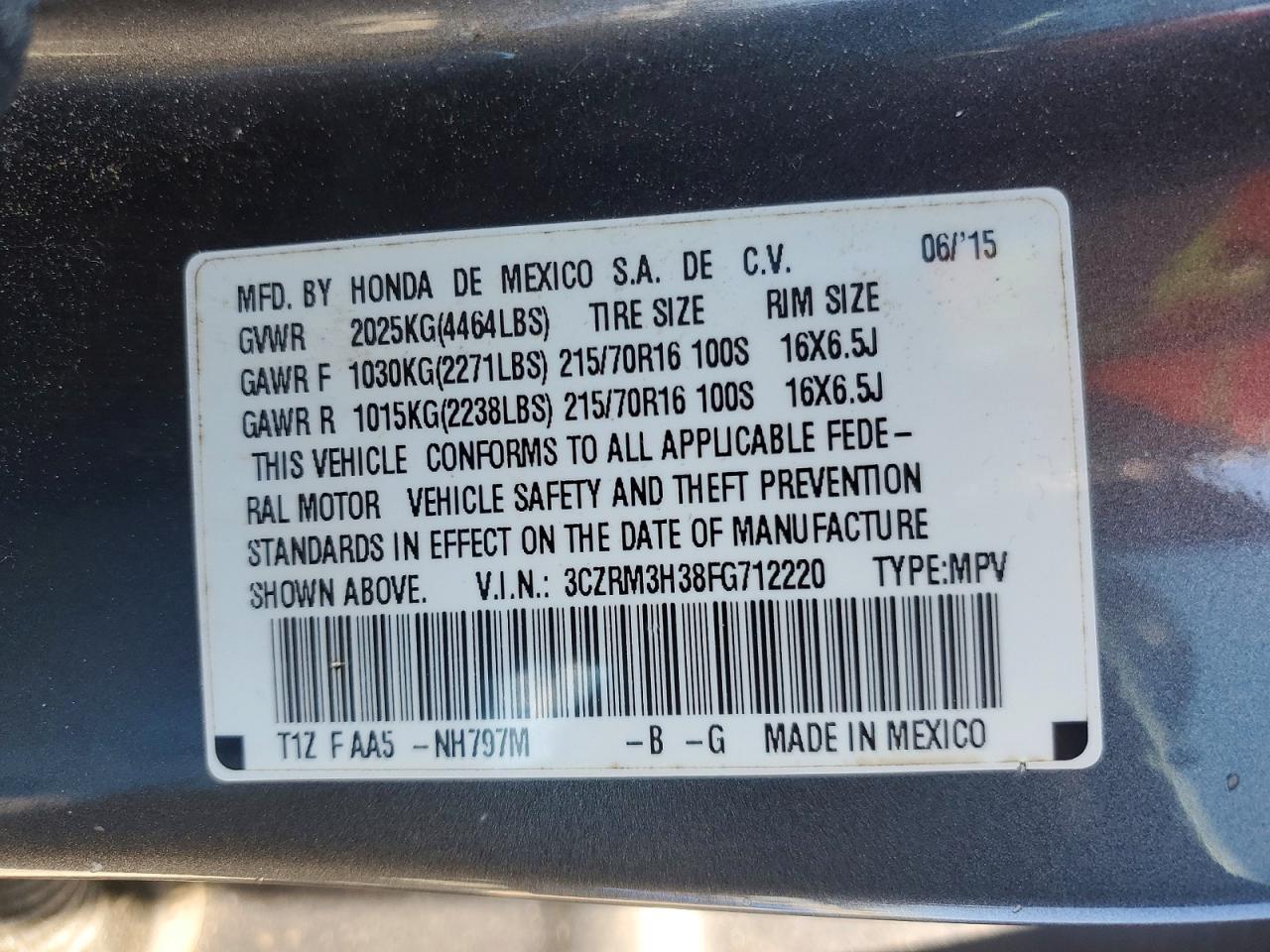 2015 HONDA CR-V LX photo 14