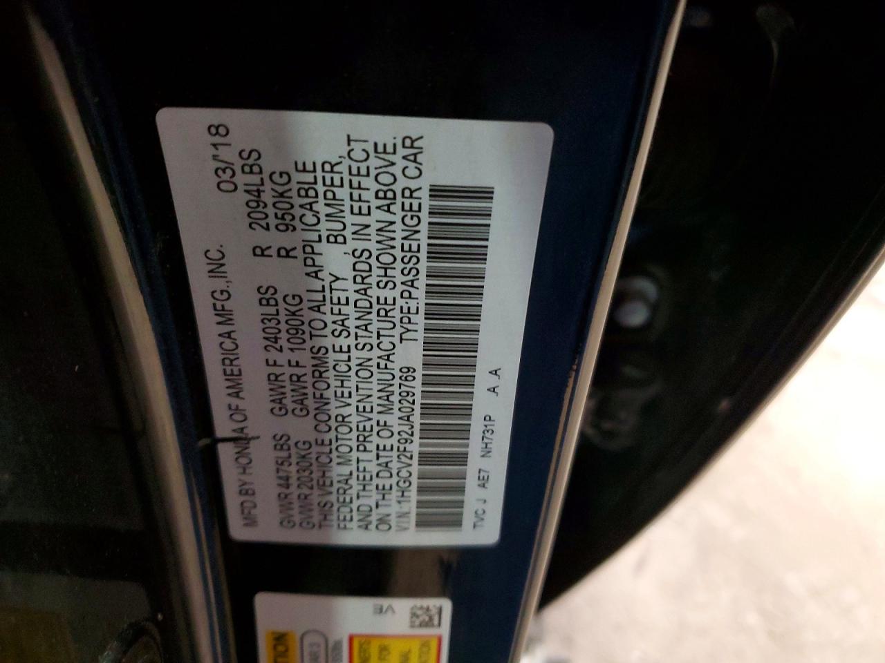 2018 HONDA ACCORD TOURING photo 12