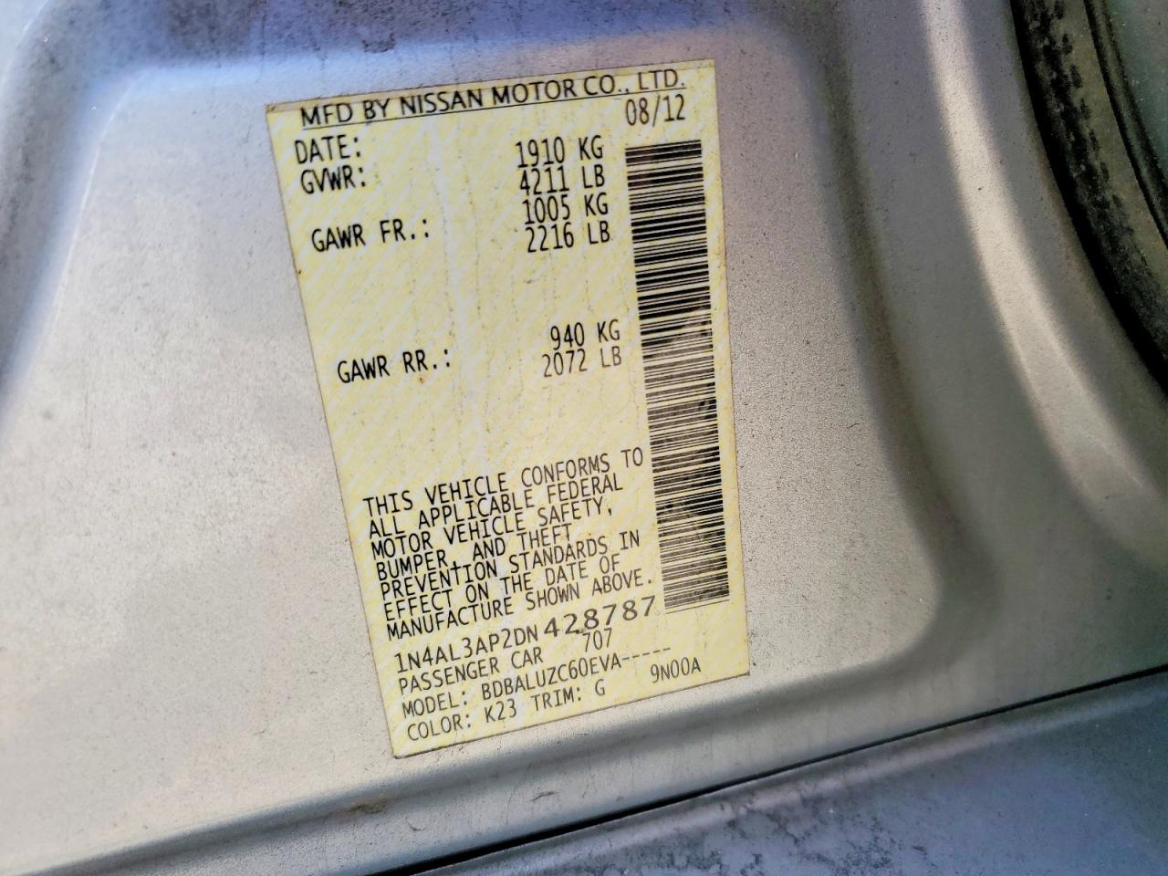 2013 NISSAN ALTIMA 2.5 photo 12