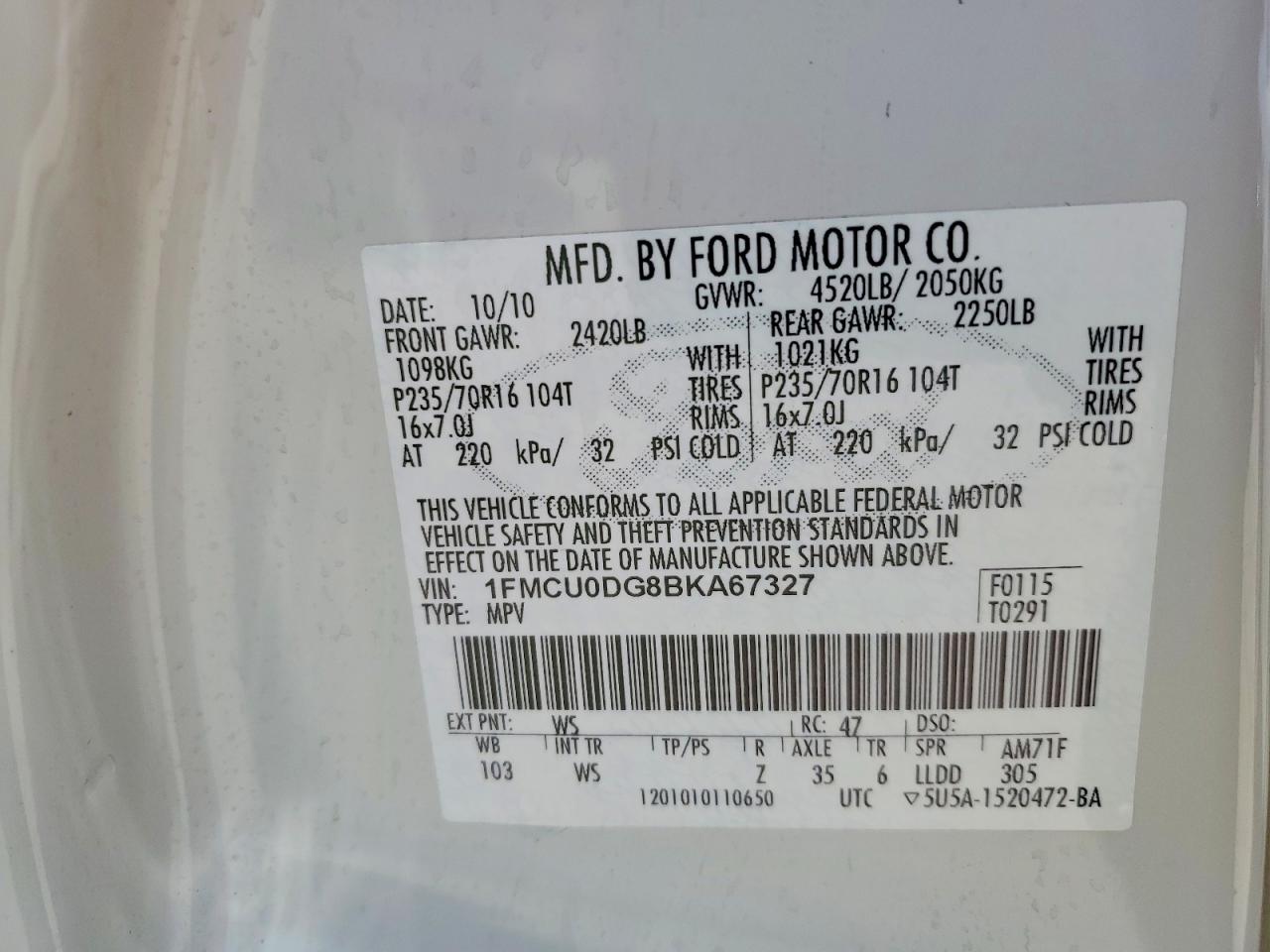2011 FORD ESCAPE XLT photo 12
