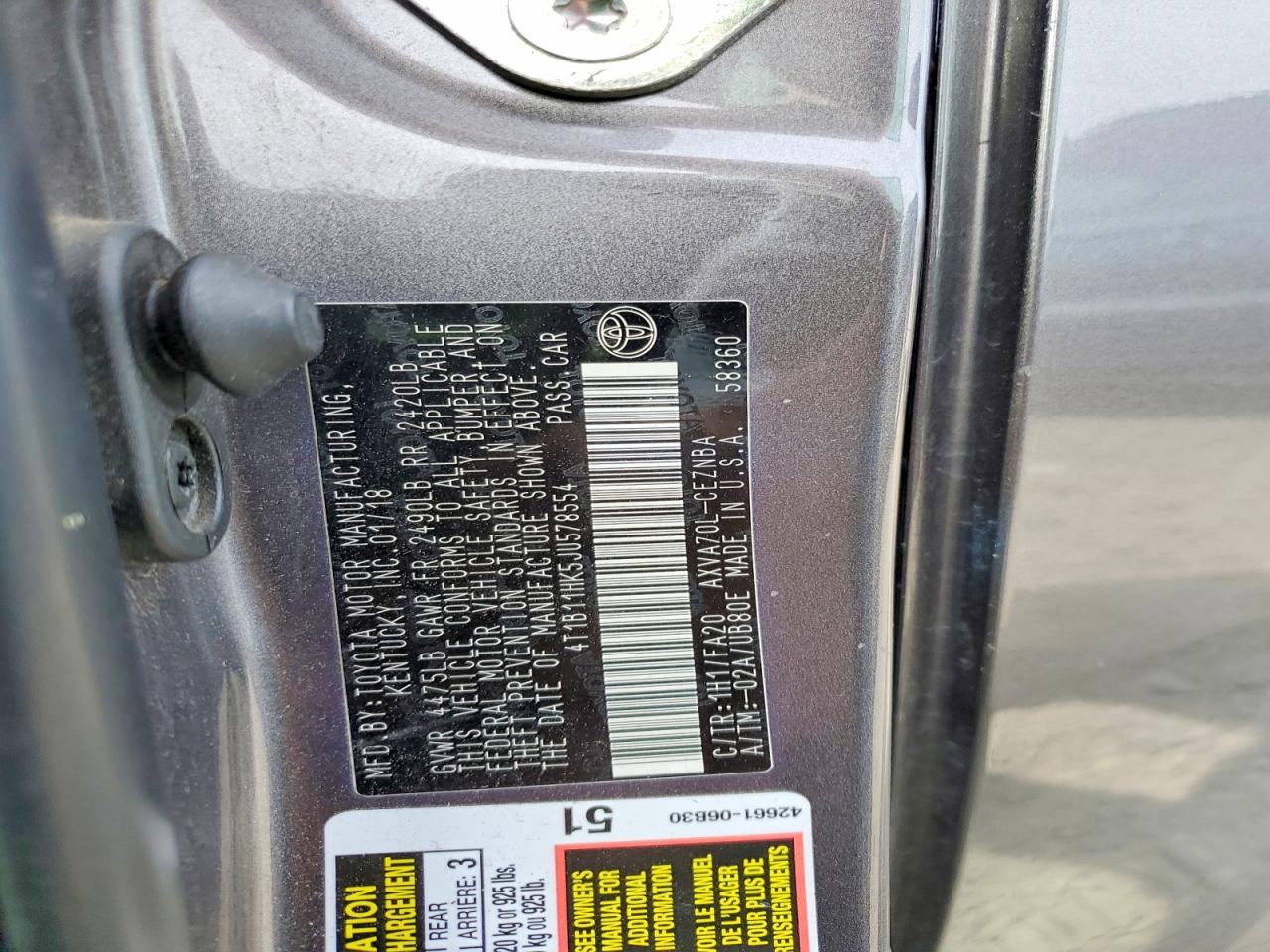 2018 TOYOTA CAMRY LE photo 23