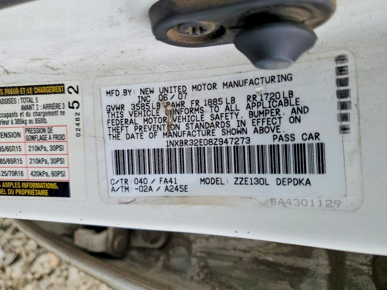 2008 TOYOTA COROLLA CE photo 12
