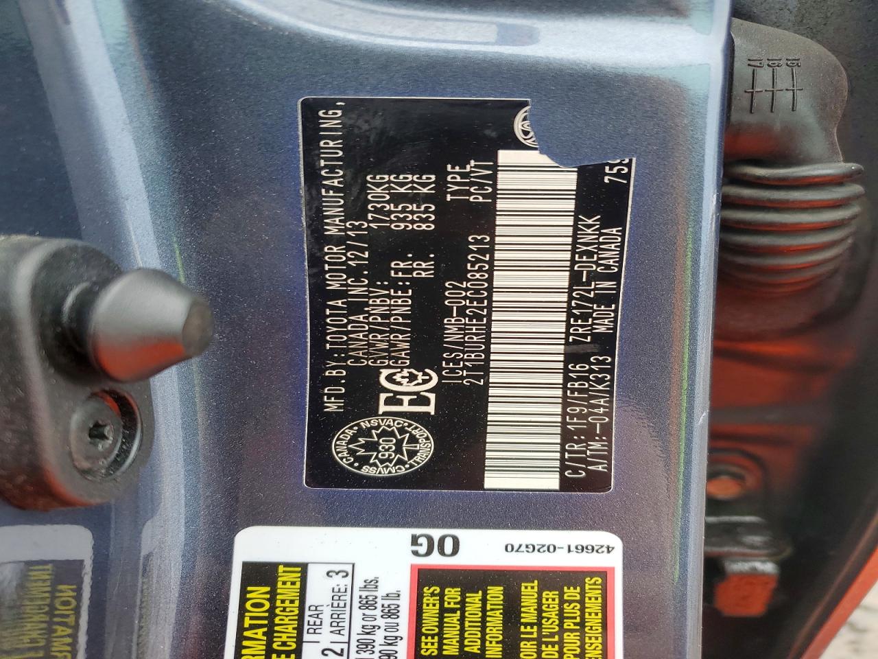 2014 TOYOTA COROLLA L photo 25
