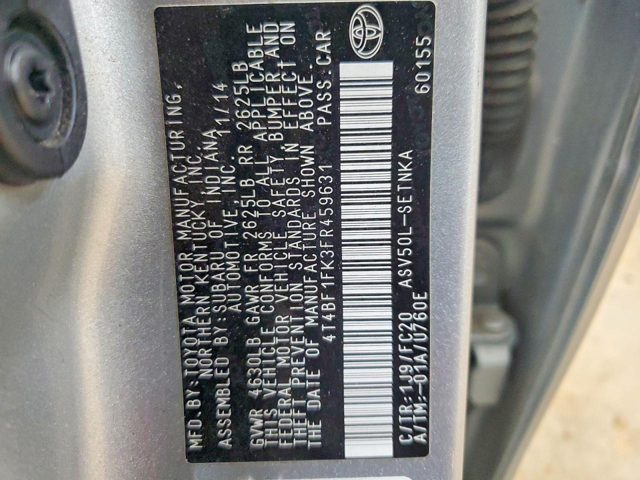 2015 TOYOTA CAMRY LE photo 12