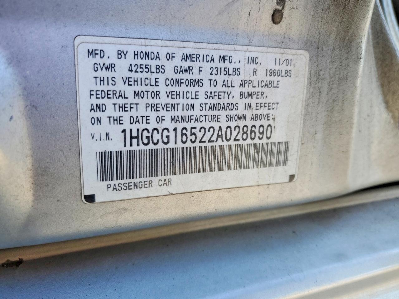 2002 HONDA ACCORD EX photo 23