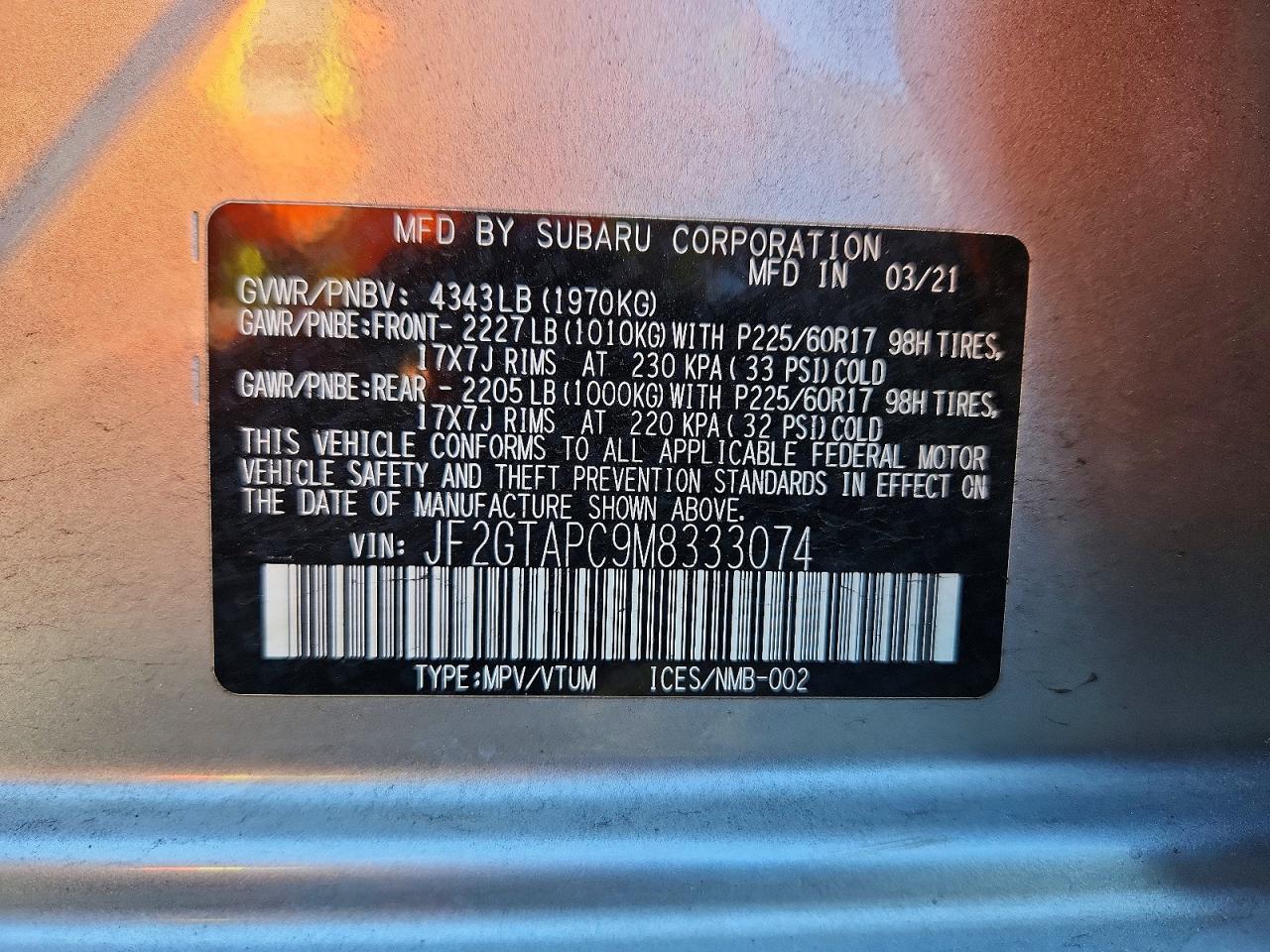 2021 SUBARU CROSSTREK PREMIUM photo 14