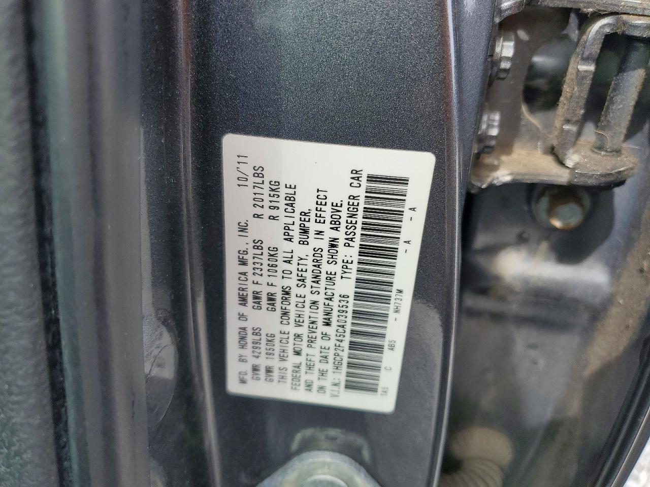 2012 HONDA ACCORD LXP photo 23