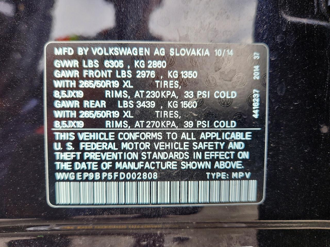 2015 VOLKSWAGEN TOUAREG V6 TDI photo 27