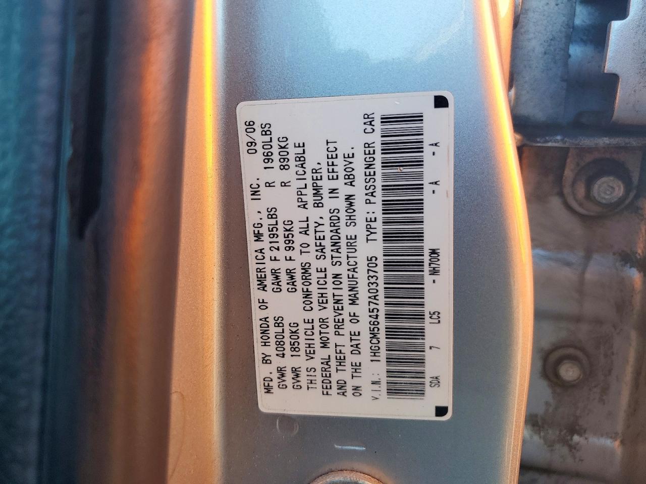 2007 HONDA ACCORD LX photo 23