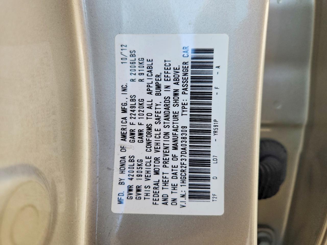 2013 HONDA ACCORD LX photo 13
