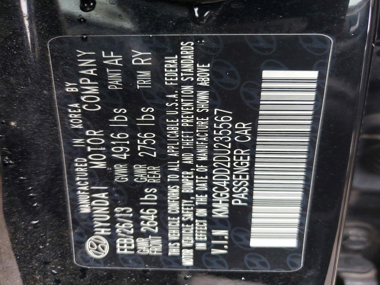 2013 HYUNDAI GENESIS 3.8L photo 34