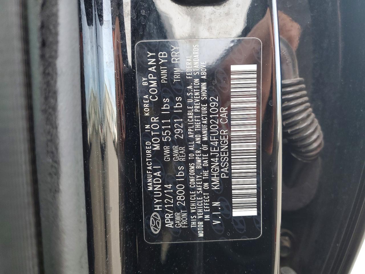2015 HYUNDAI GENESIS 3.8L photo 23