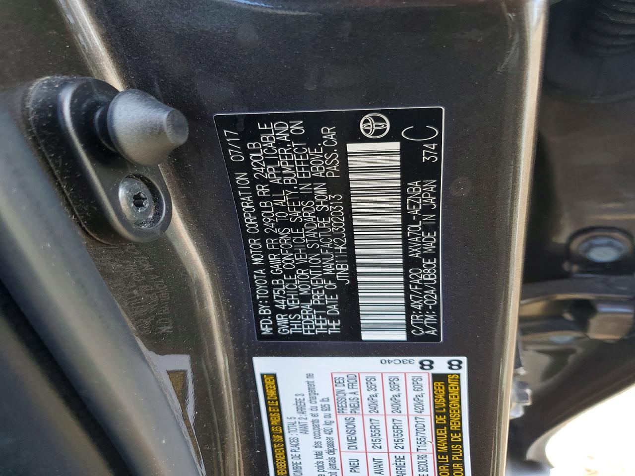 2018 TOYOTA CAMRY LE photo 12