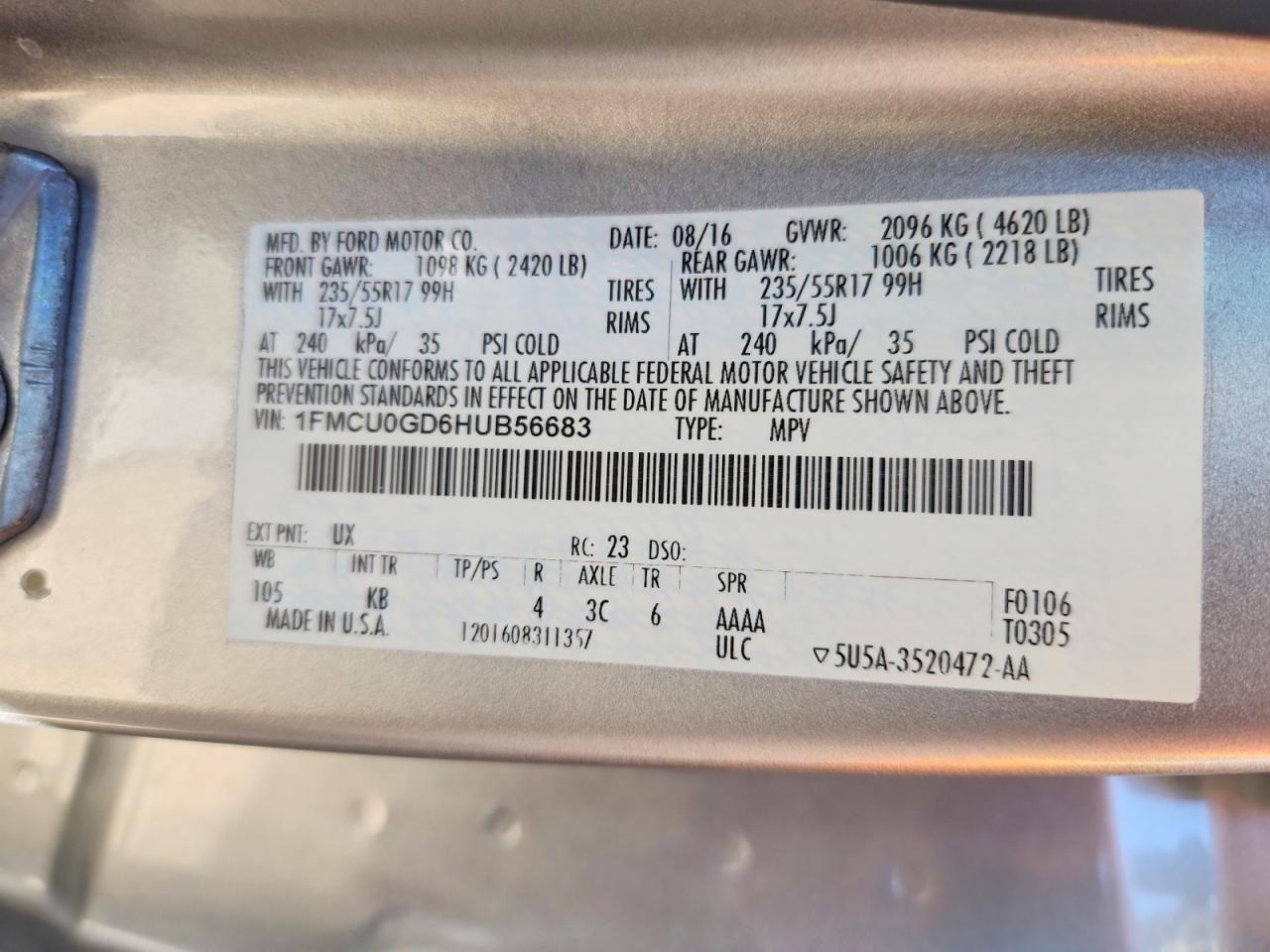 2017 FORD ESCAPE SE photo 27