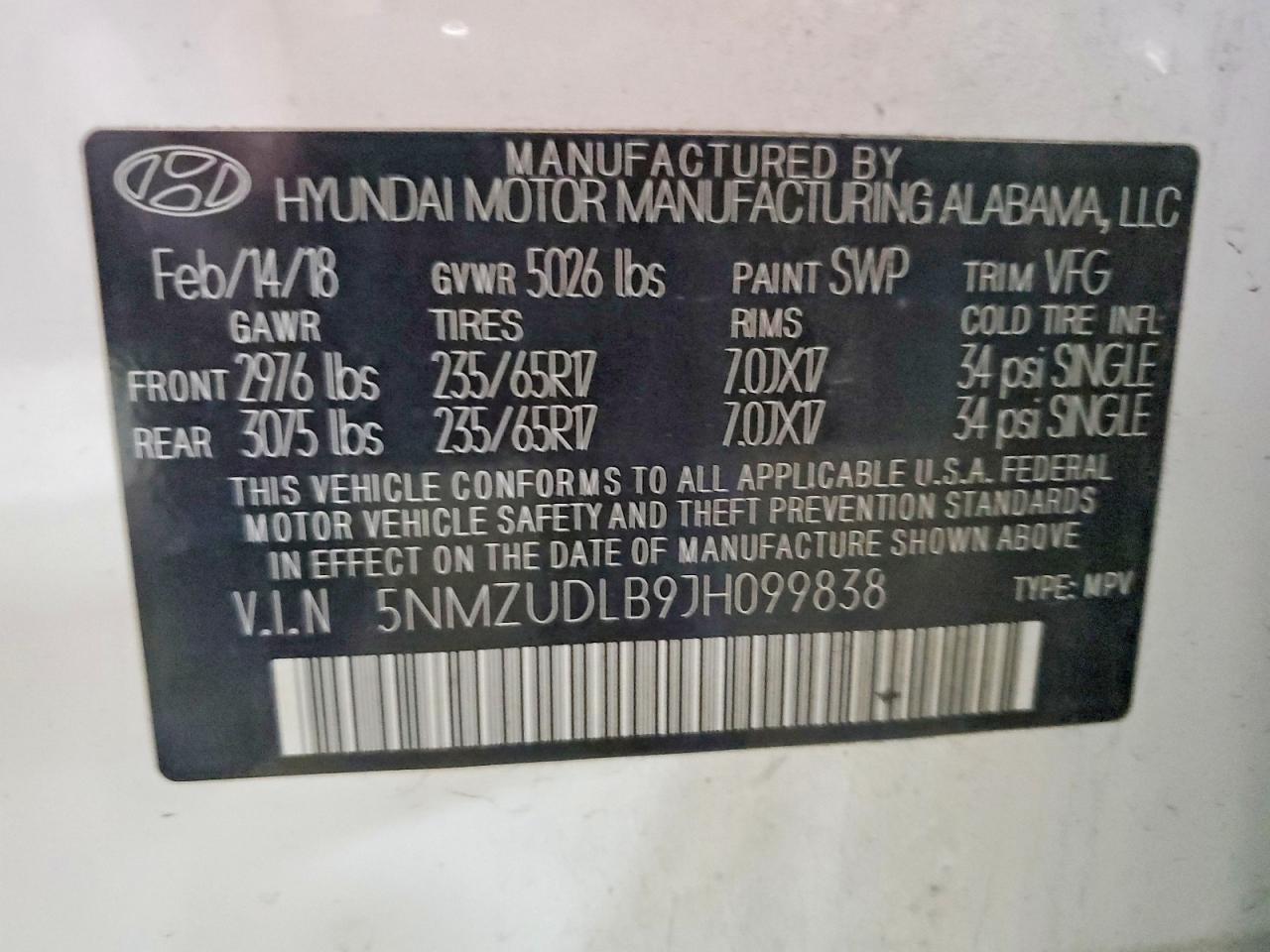 2018 HYUNDAI SANTA FE SPORT 2.4L photo 25