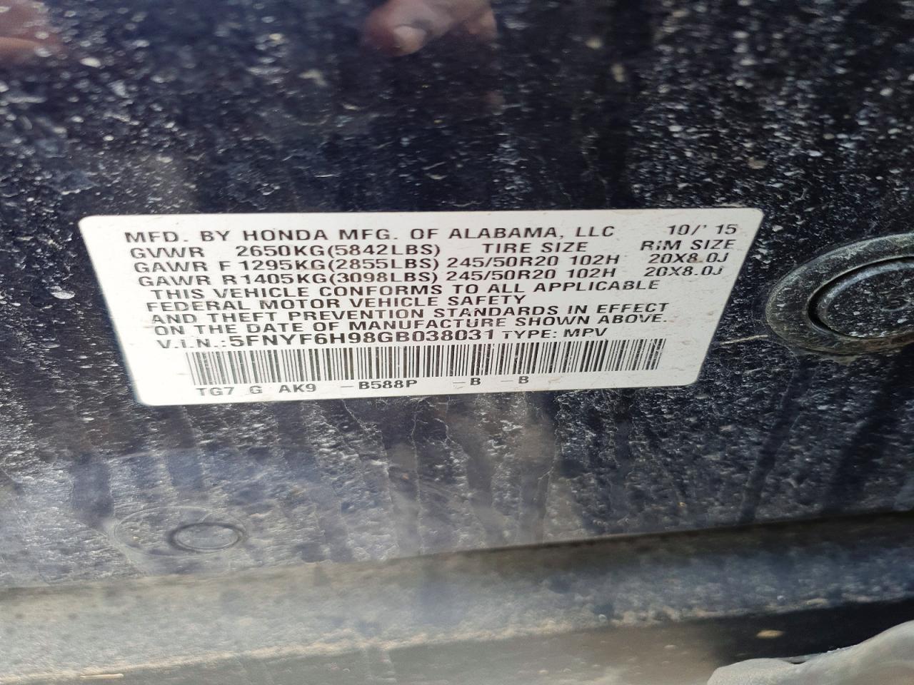 2016 HONDA PILOT TOURING photo 13