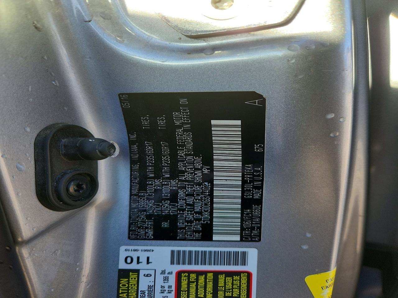 2016 TOYOTA SIENNA LE 8-PASSENGER photo 13