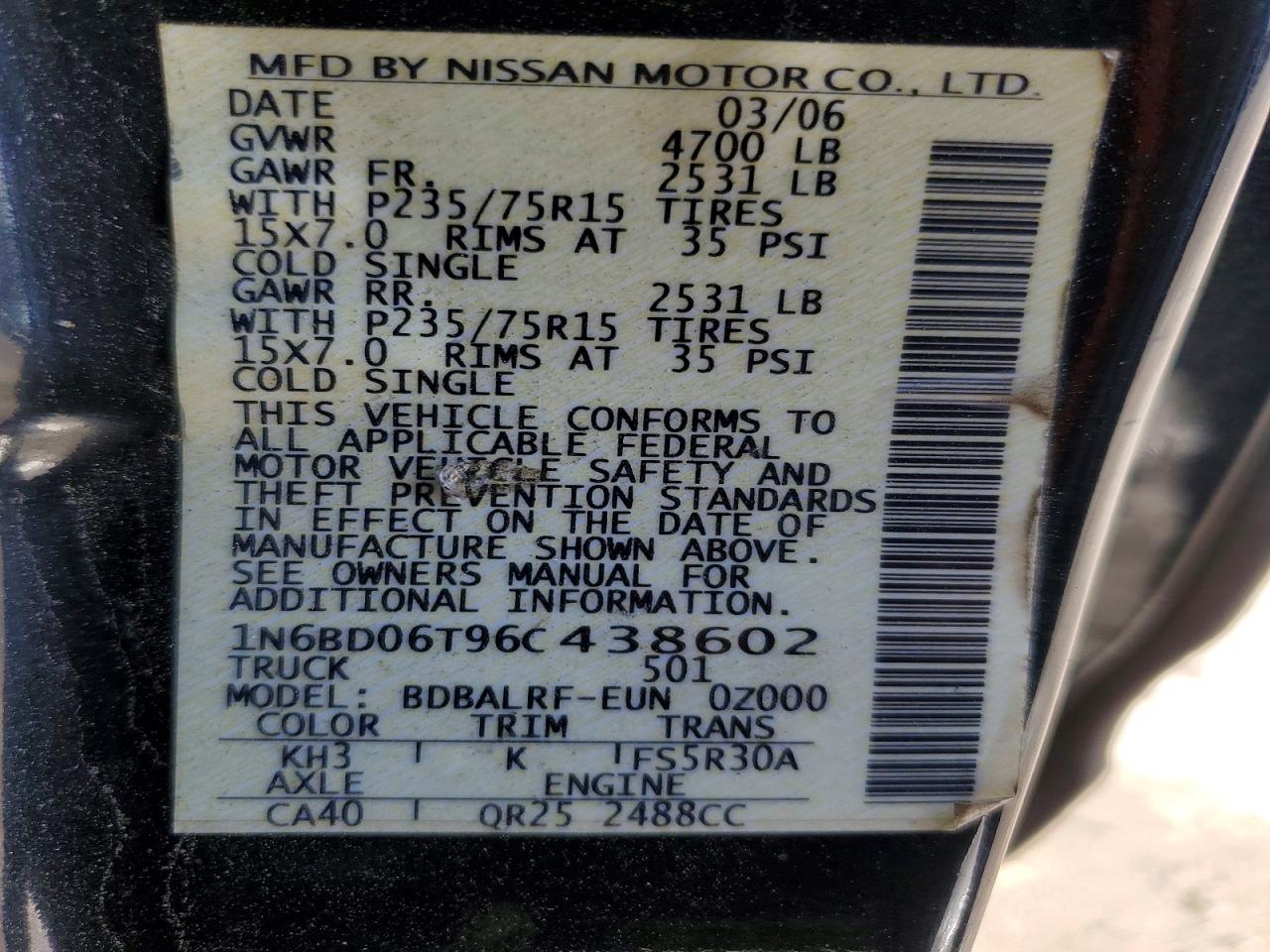 2006 NISSAN FRONTIER XE photo 23