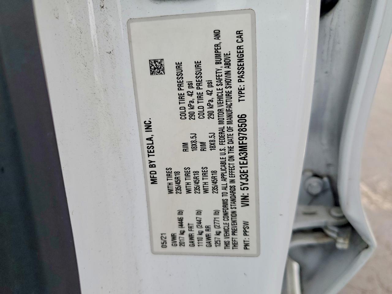 2021 TESLA MODEL 3 photo 34