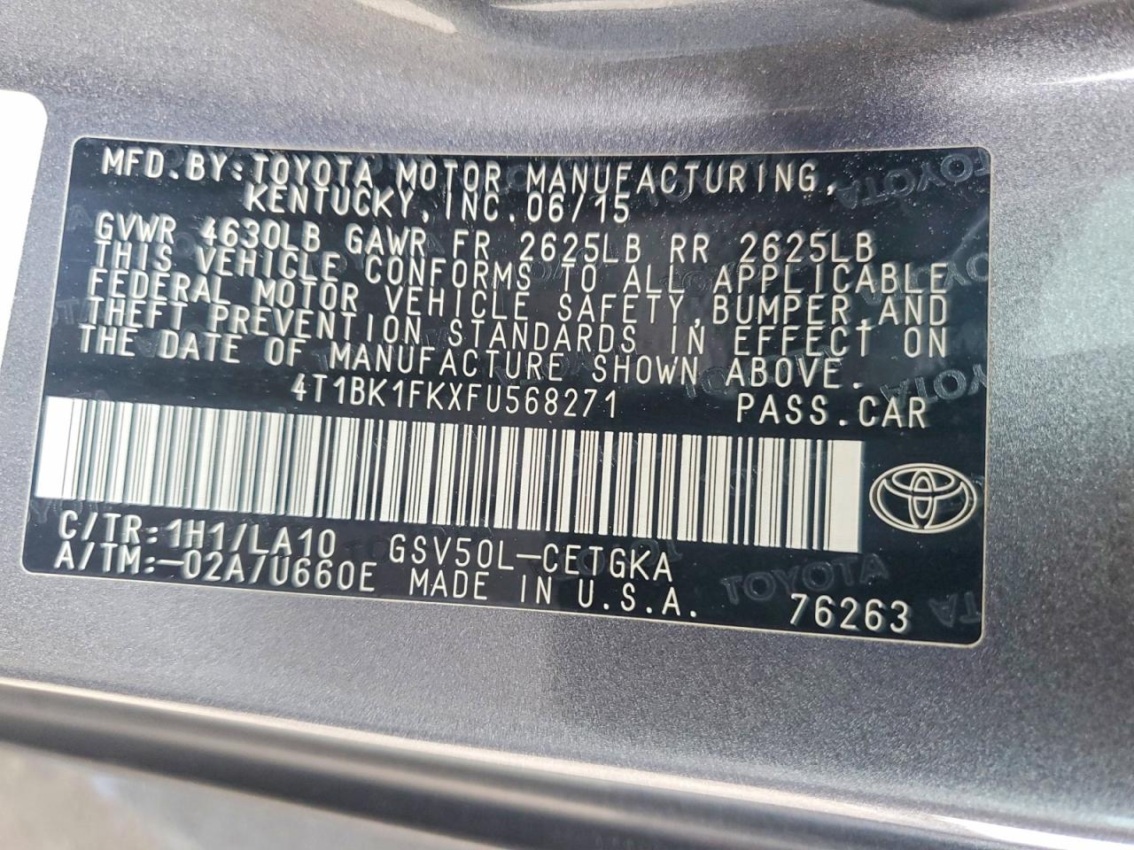 2015 TOYOTA CAMRY XLE V6 photo 12