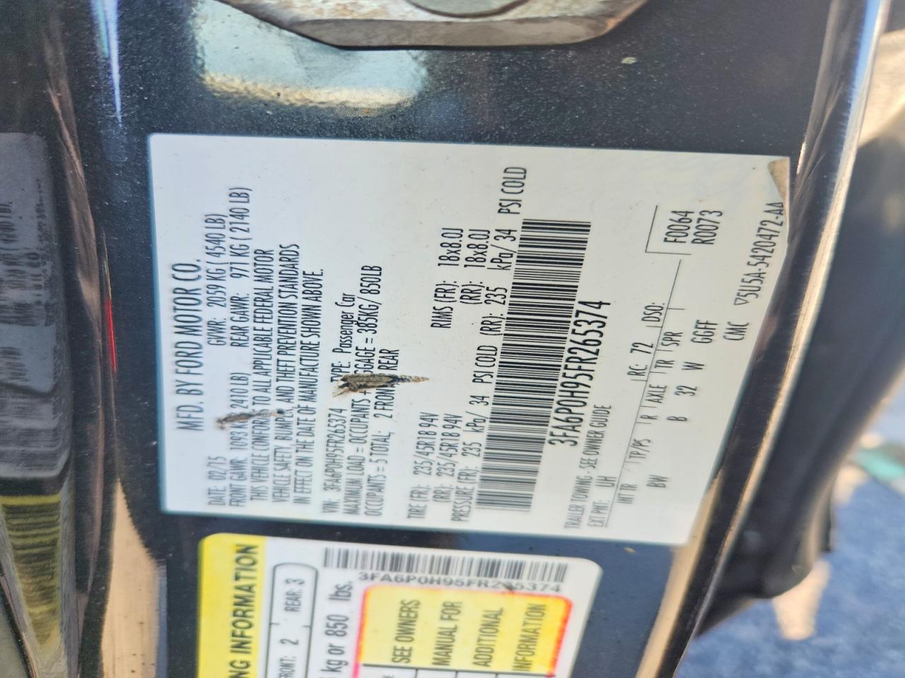2015 FORD FUSION SE photo 23