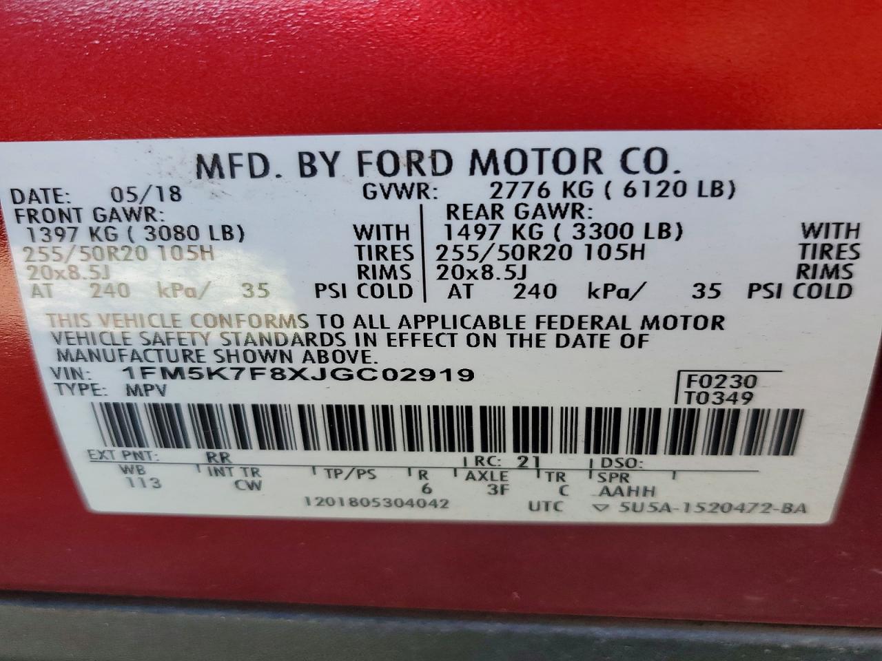 2018 FORD EXPLORER LIMITED photo 13