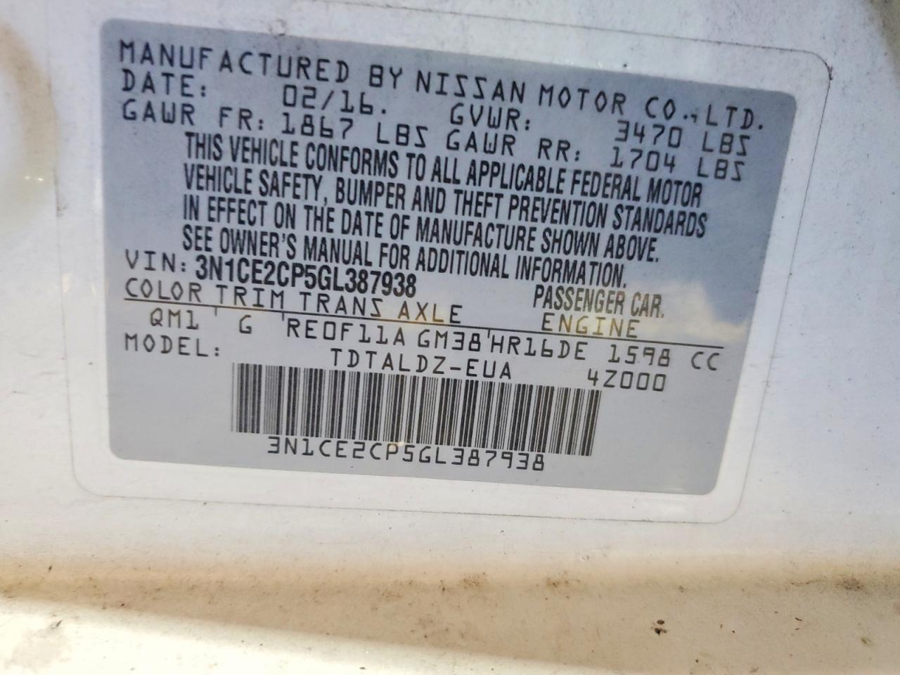 2016 NISSAN VERSA NOTE SV photo 25