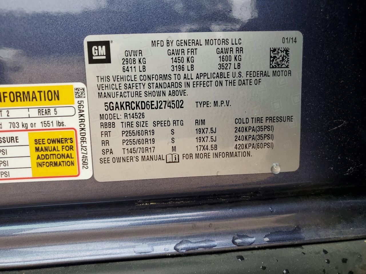 2014 BUICK ENCLAVE photo 13