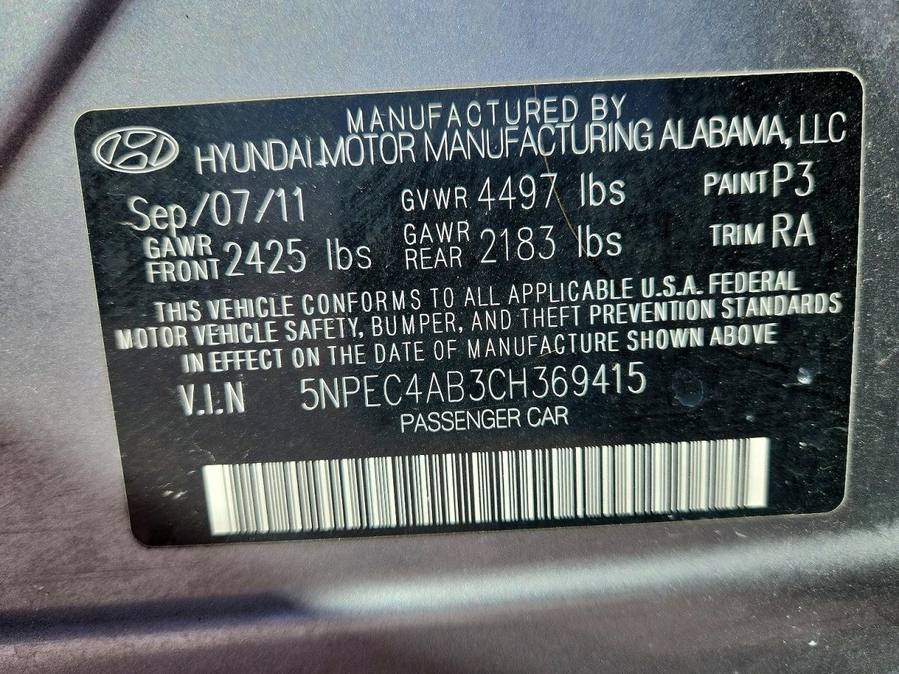 2012 HYUNDAI SONATA LIMITED 2.0T photo 12