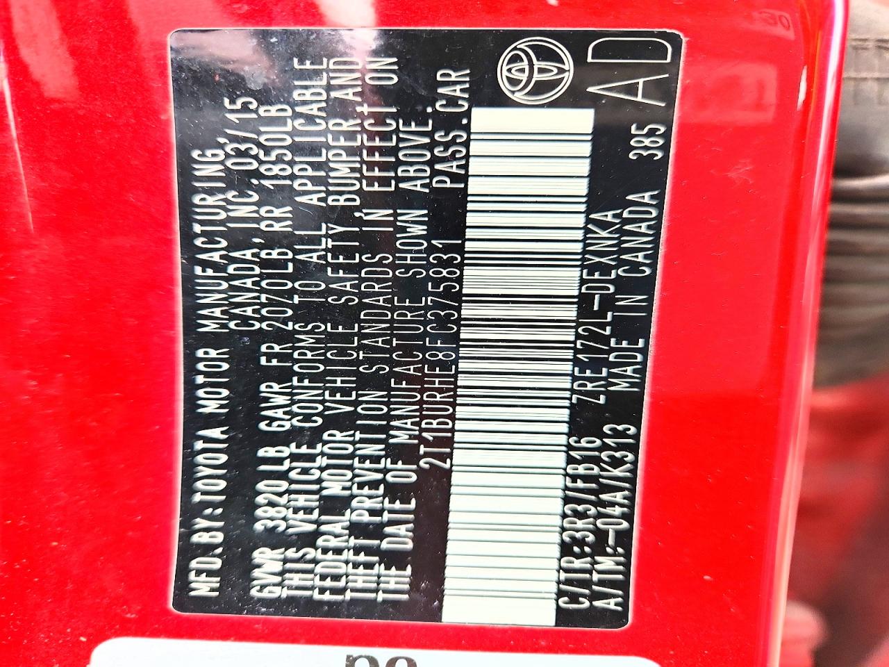 2015 TOYOTA COROLLA LE photo 23