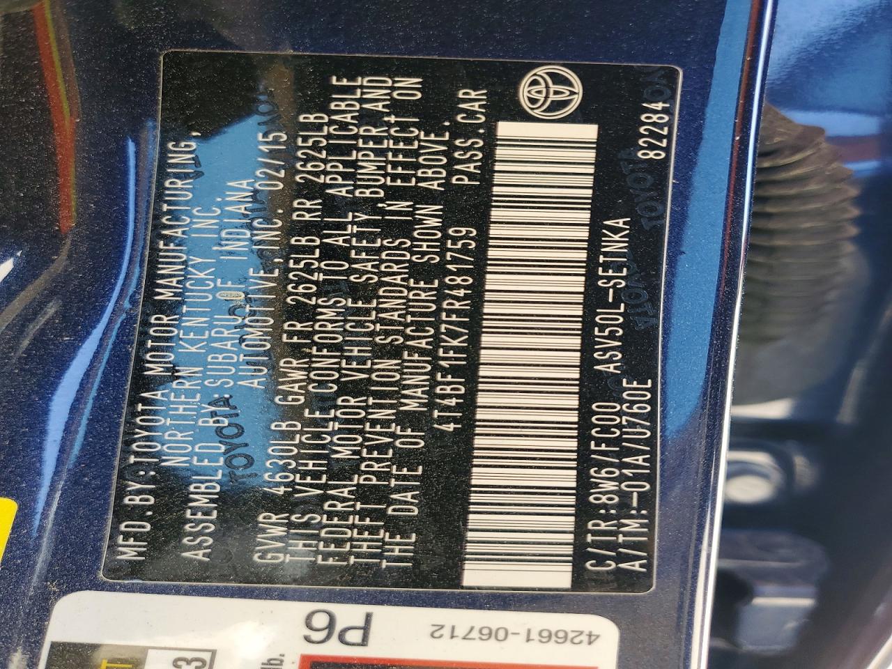 2015 TOYOTA CAMRY LE photo 40