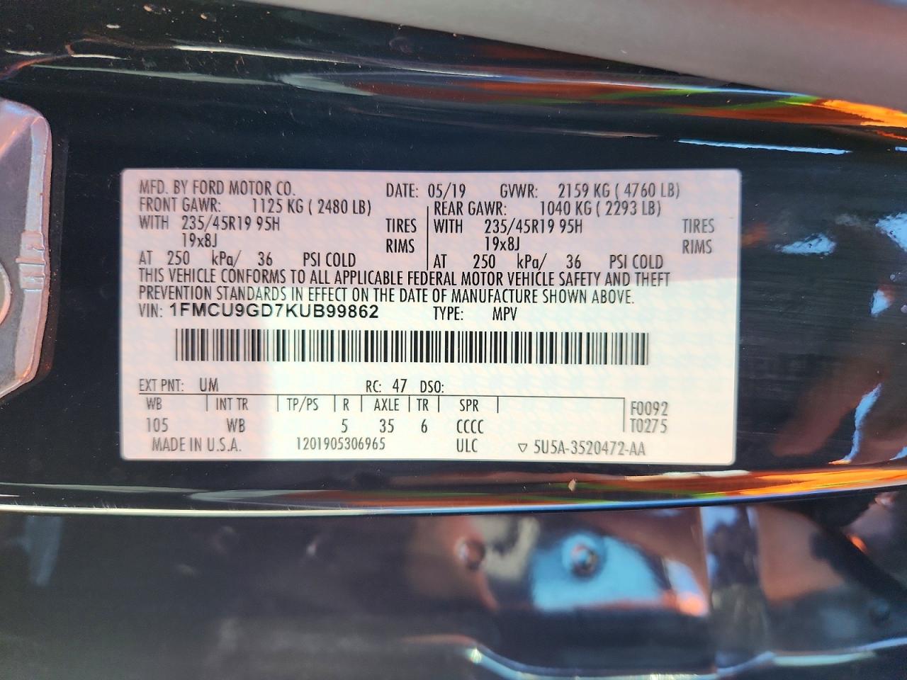 2019 FORD ESCAPE photo 13