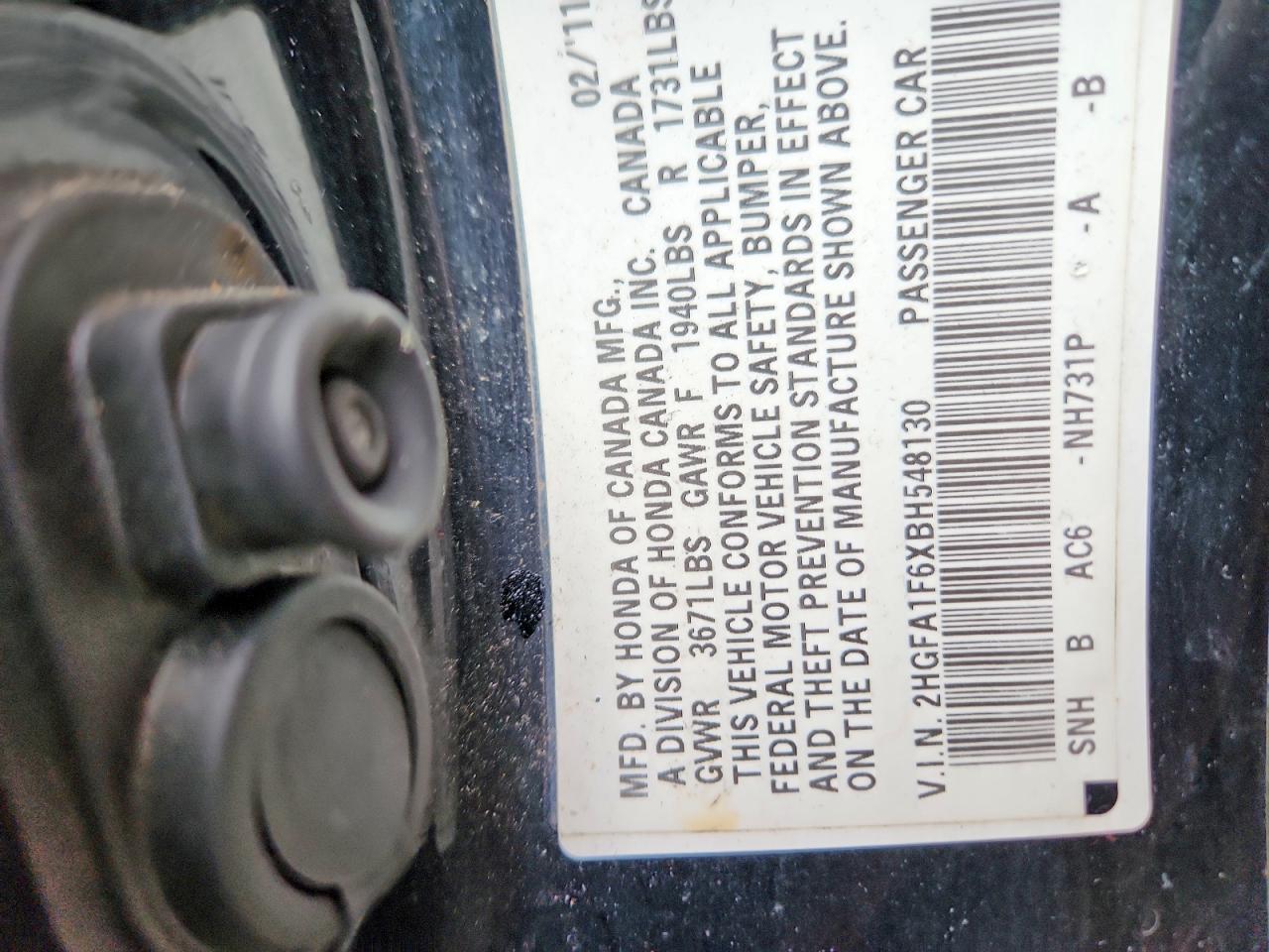 2011 HONDA CIVIC LX-S photo 12