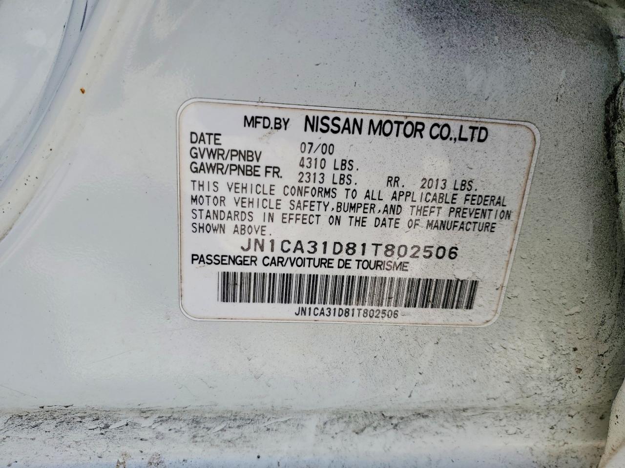 2001 NISSAN MAXIMA GXE photo 12