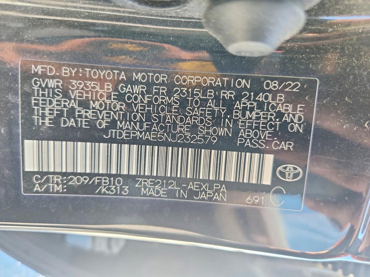 2022 TOYOTA COROLLA LE photo 23