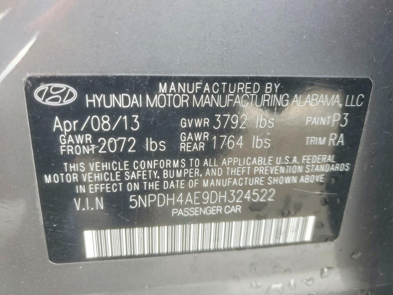 2013 HYUNDAI ELANTRA GLS photo 12