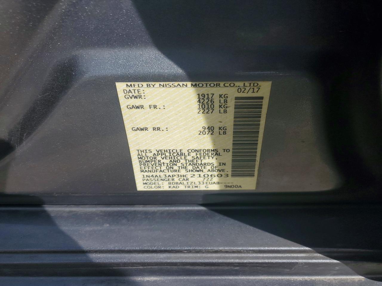 2017 NISSAN ALTIMA 2.5 SV photo 37