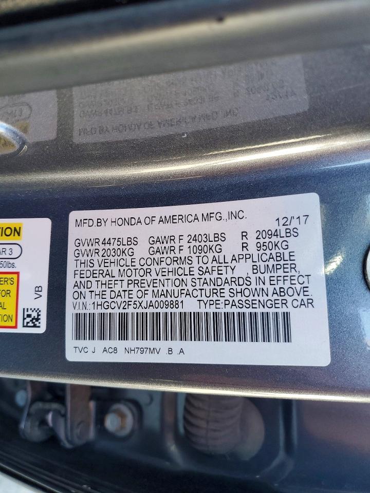 2018 HONDA ACCORD EXL photo 25