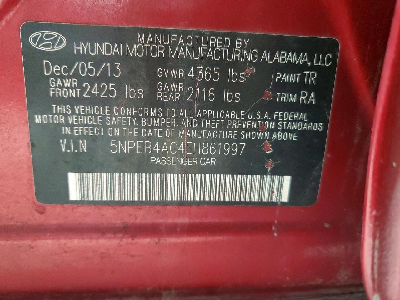2014 HYUNDAI SONATA GLS photo 34