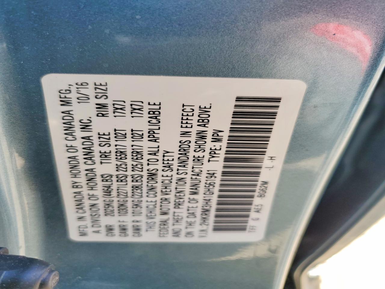 2016 HONDA CR-V SE photo 12