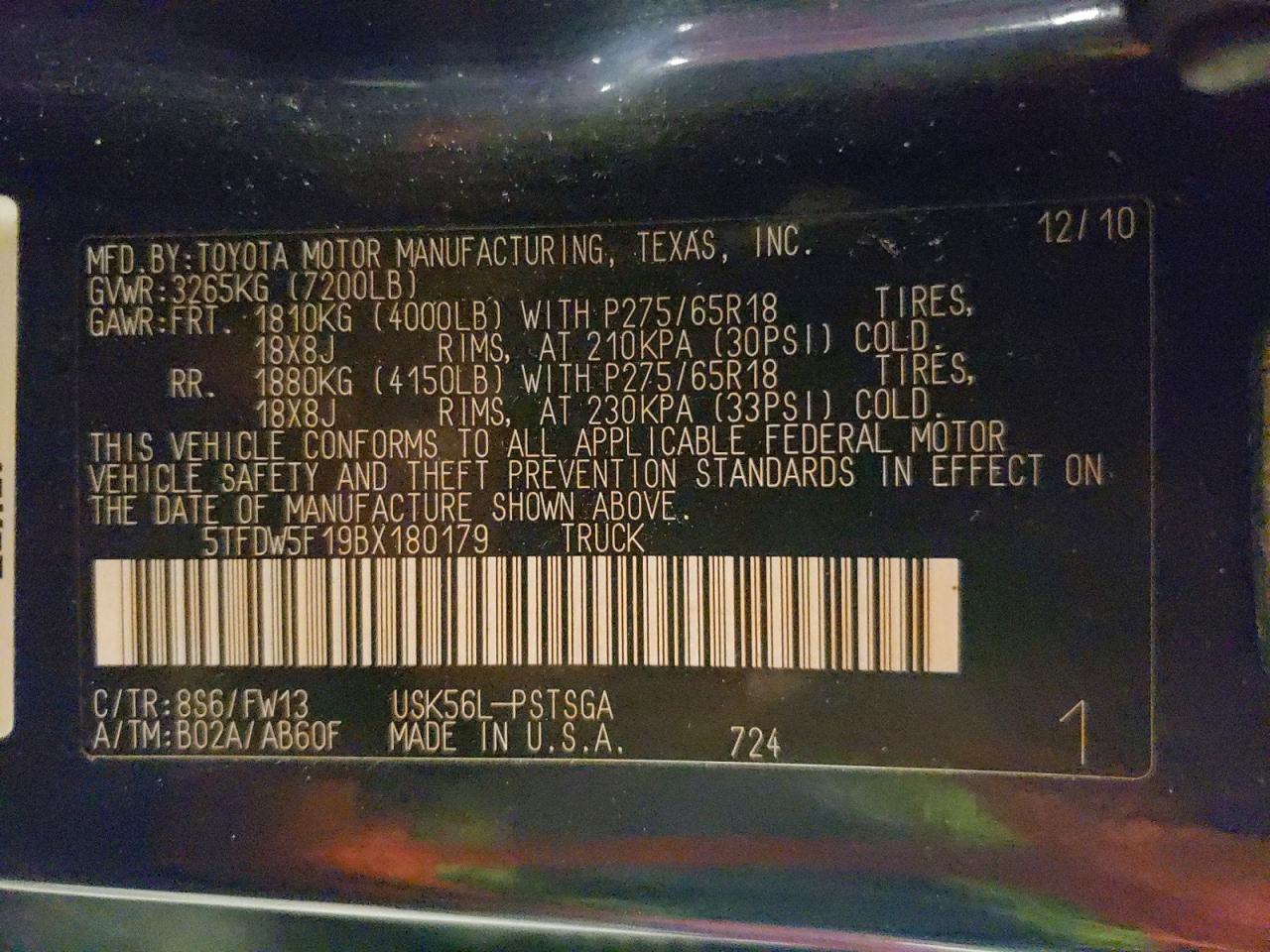 2011 TOYOTA TUNDRA GRADE photo 23