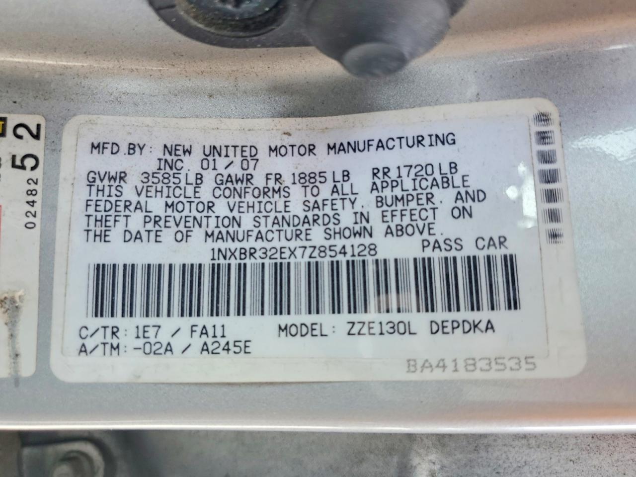 2007 TOYOTA COROLLA CE photo 12