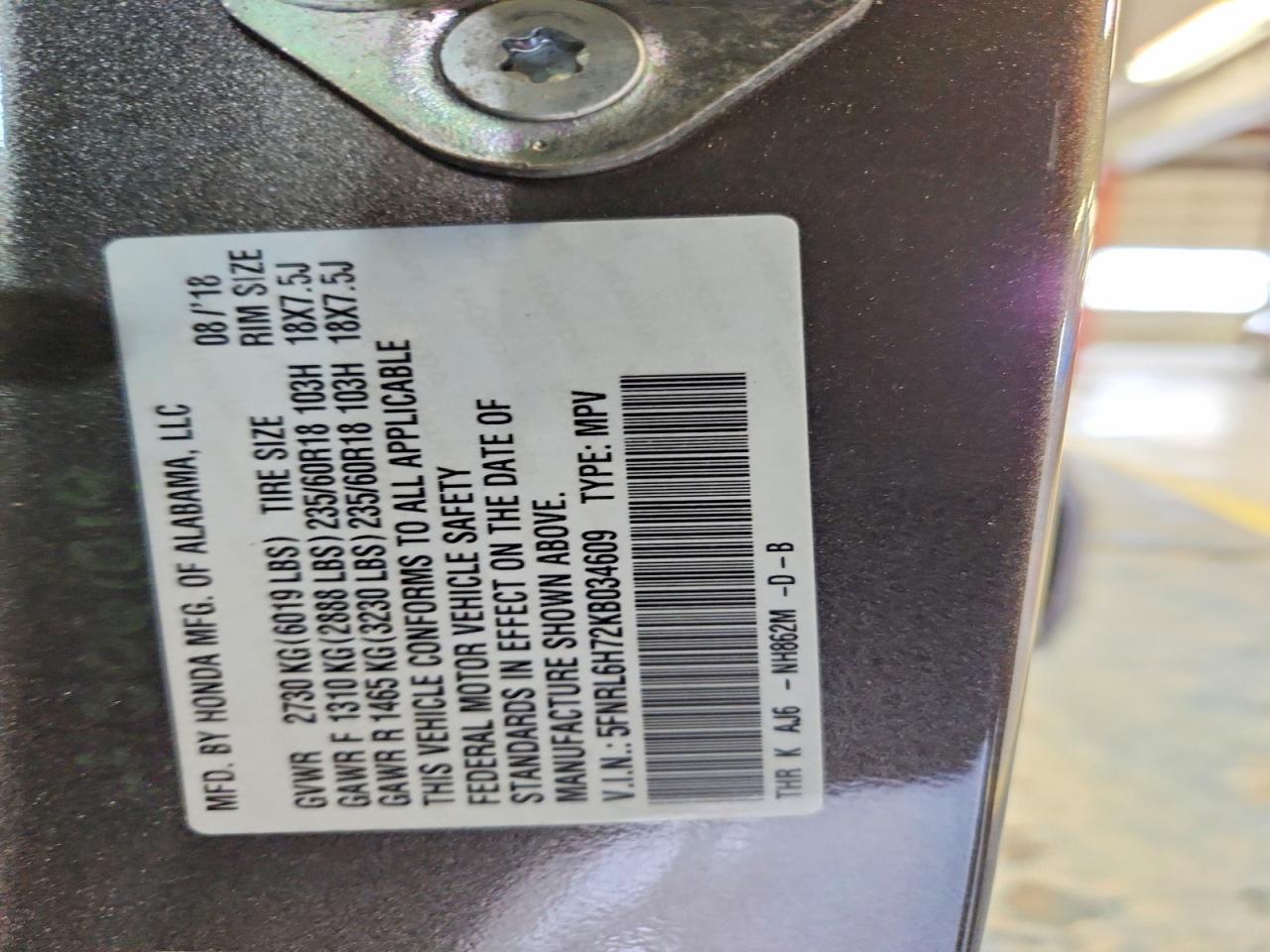 2019 HONDA ODYSSEY EXL photo 27