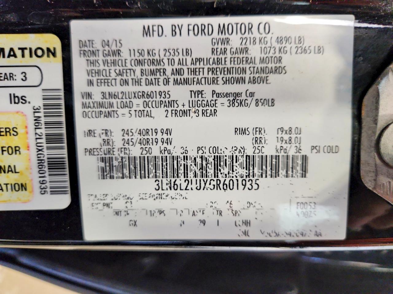2016 LINCOLN MKZ HYBRID photo 12