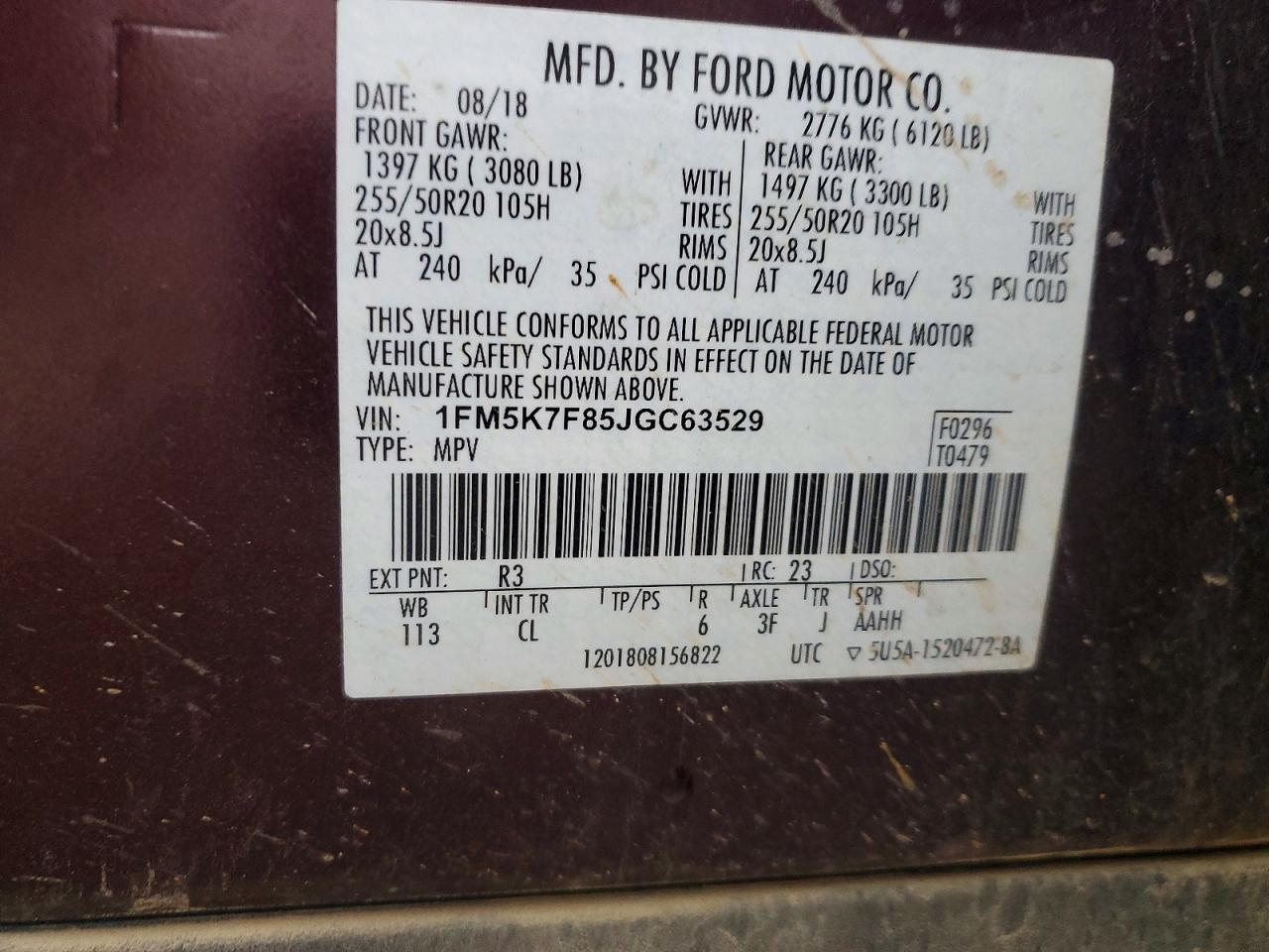 2018 FORD EXPLORER LIMITED photo 12