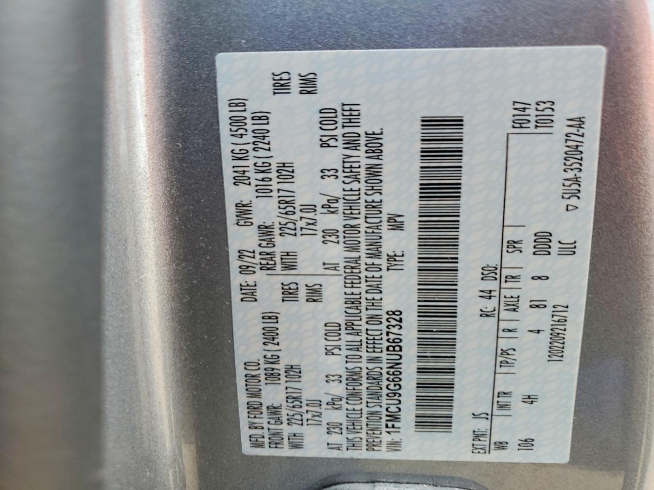 2022 FORD ESCAPE SE photo 13
