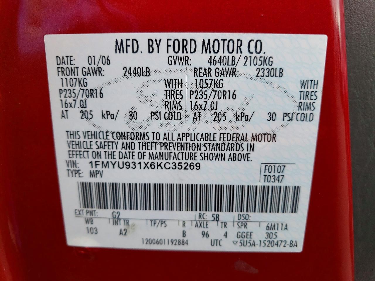 2006 FORD ESCAPE XLT photo 34