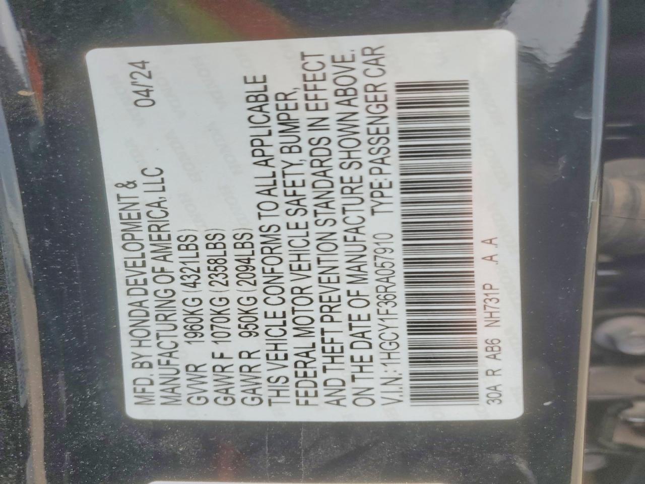 2024 HONDA ACCORD EX photo 12
