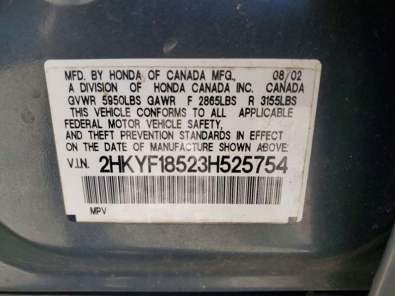 2003 HONDA PILOT EXL photo 25